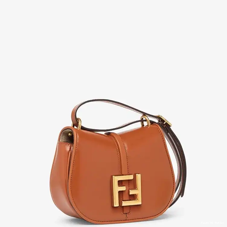 Affordable HOT Brown Mini Leather In Bag Fendi C'mon Calf 0627